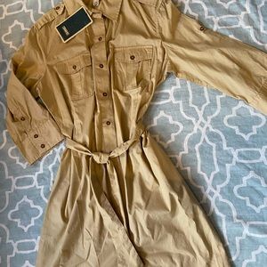 2/$10 Khaki Button Up Dress
